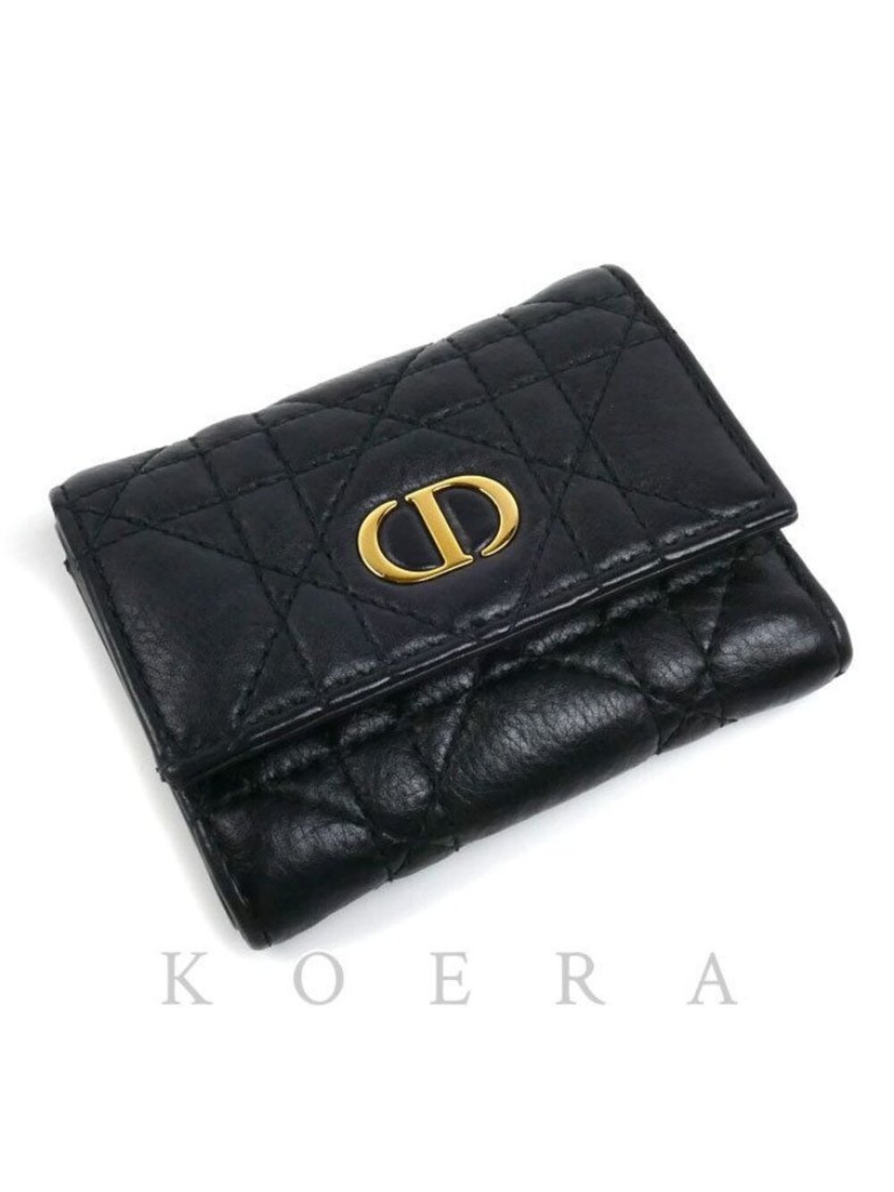Dior Caro Veronia Trifold Wallet Black